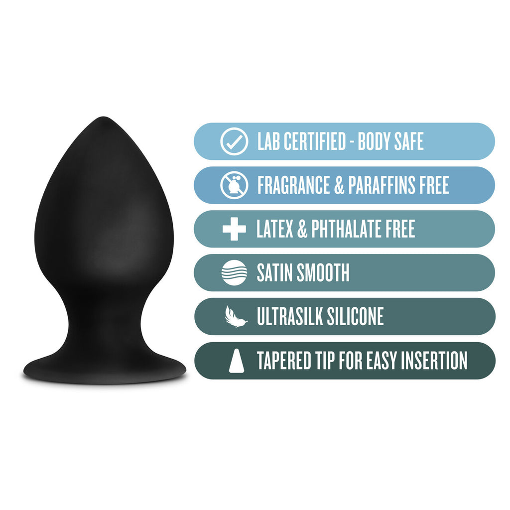Anal Adventures Platinum Silicone Anal Stout Plug Medium Black