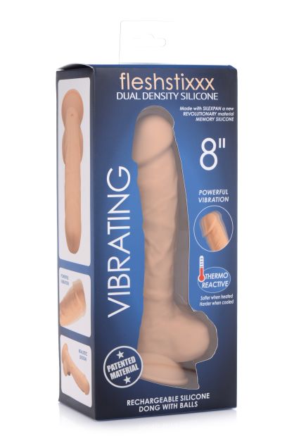 Fleshstixxx 8in Vibrating Dildo W- Balls Medium