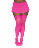 Fishnet Thigh High W- Back Seam Hot Pink Q-s