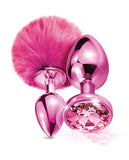 Nixie Metal Butt Plug Set Pom Pom & Jewel Pink Metallic