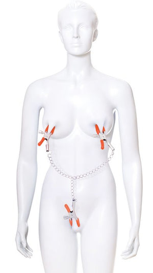 9's Orange Is The New Black Triple Your Pleasure Clamps & Chain - iVenuss