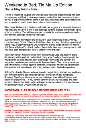 Behind Closed Doors Weekend In Bed All Tied Up Game Kit - iVenuss