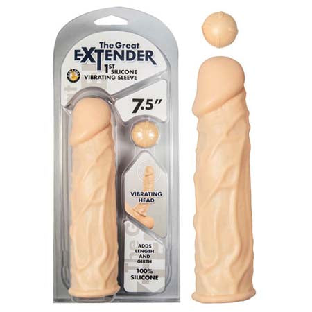 The Great Extender 1st Silicone Vibrating Sleeve 7.5 In Flesh - iVenuss
