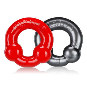 Ultra Balls Cockring 2 Pack Steel-red - iVenuss