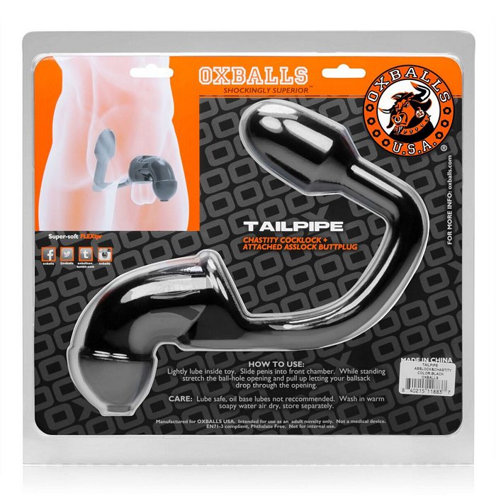Tailpipe Cock & Ass Lock Black - iVenuss