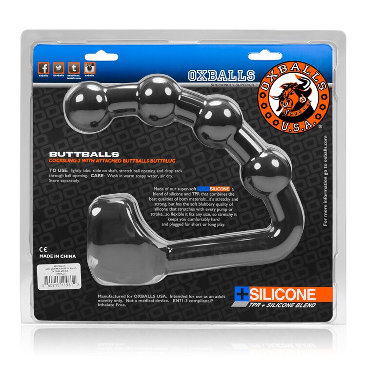 Buttballs Asslock & Cocksling Oxballs Silicone-tpr Blend Black Ice - iVenuss
