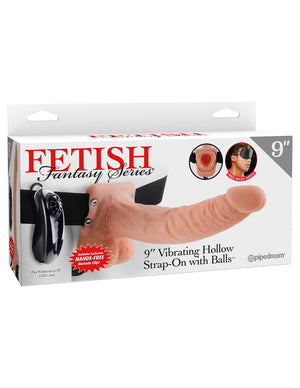 Fetish Fantasy 9 Vibrating Hollow Strap On W-balls Flesh " - iVenuss