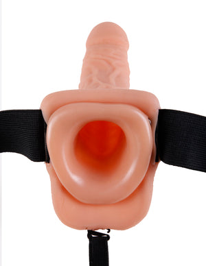 Fetish Fantasy 9 Vibrating Hollow Strap On W-balls Flesh " - iVenuss