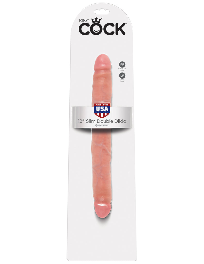 King Cock 12in Slim Double Dildo Flesh - iVenuss