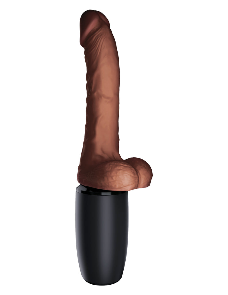 King Cock Plus 7.5in Thrusting Cock W- Balls Brown