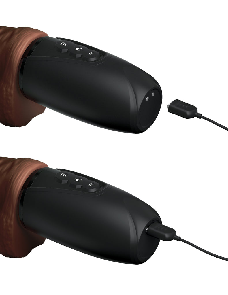 King Cock Plus 7.5in Thrusting Cock W- Balls Brown