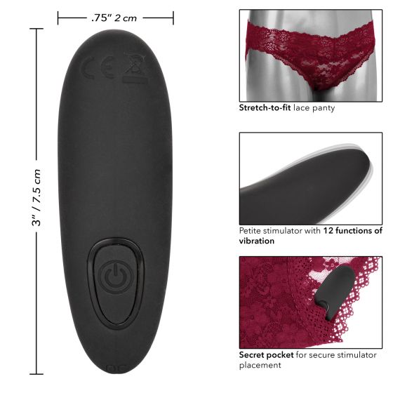 Remote Control Lace Panty Set L-xl Burgundy