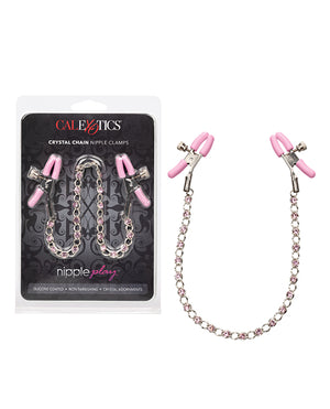 Nipple Play Crystal Chain Nipple Clamps Pink