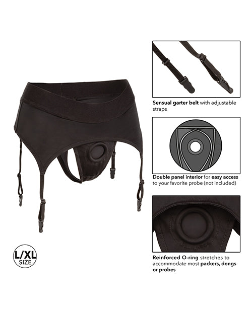 Boundless Thong W- Garter L-xl Harness Black