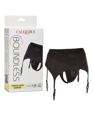 Boundless Thong W- Garter L-xl Harness Black