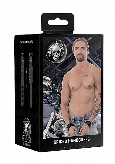 Ouch! Skulls & Bones Handcuffs W- Spikes Black - iVenuss