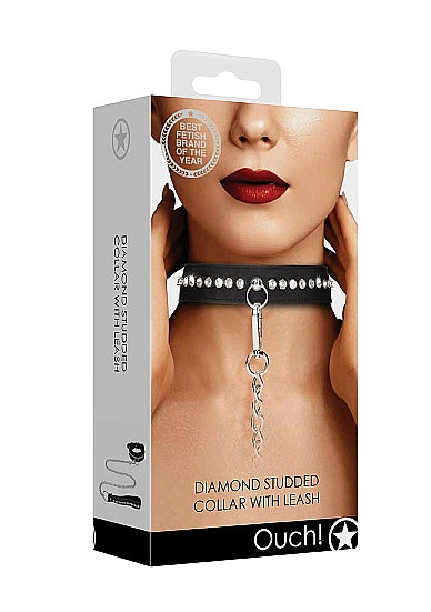Diamond Studded Collar W- Leash