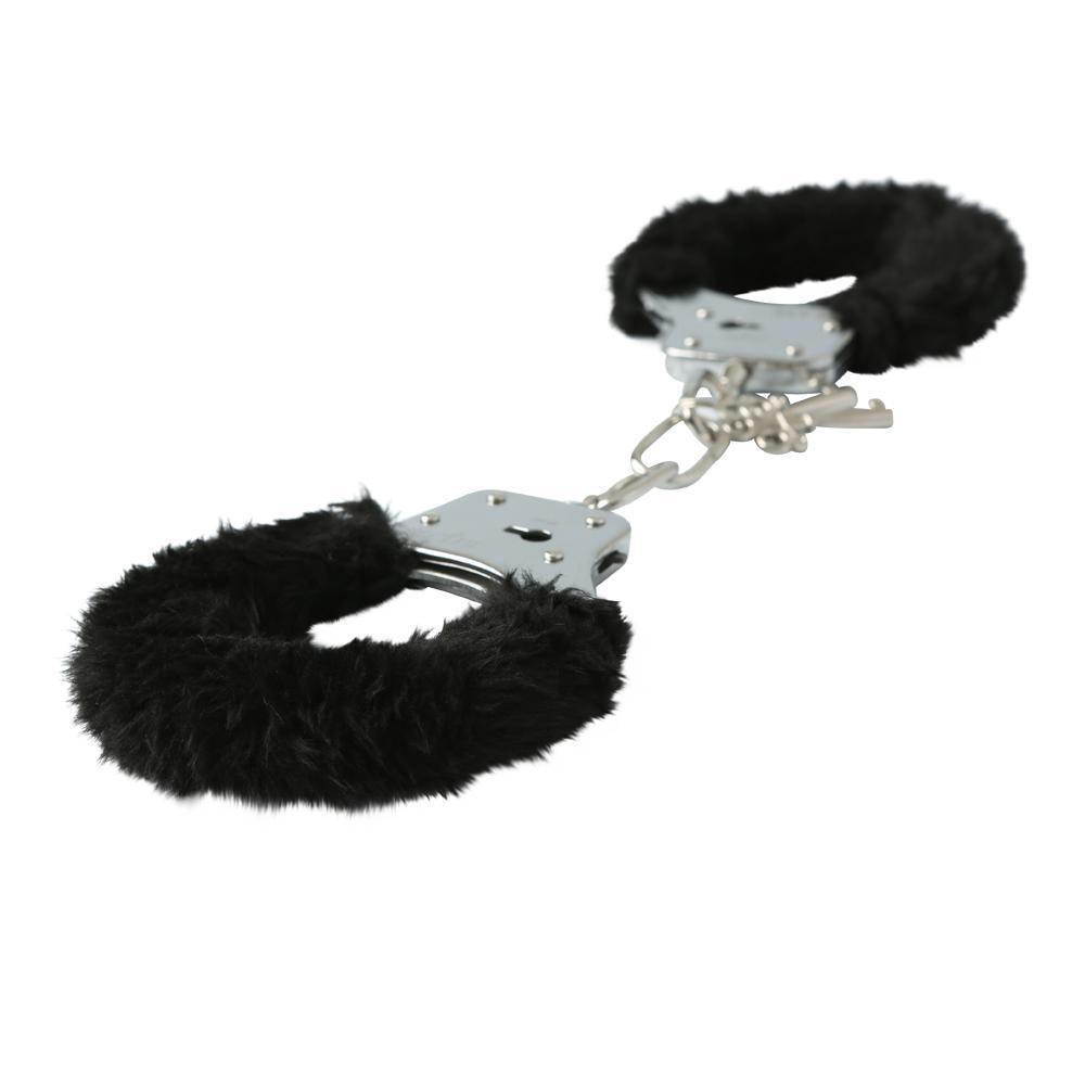 Sex & Mischief Furry Handcuffs Black - iVenuss