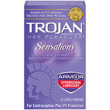Trojan Her Pleasure Sensations Armor Spermicidal 12pk - iVenuss