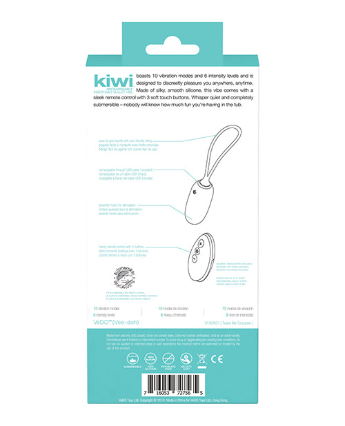 Vedo Kiwi Rechargeable Bullet Insertable Tease Me Turquoise - iVenuss