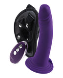 Vedo Diki Vibrating Dildo W- Harness Deep Purple