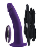 Vedo Diki Vibrating Dildo W- Harness Deep Purple