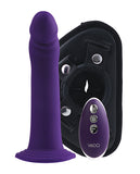Vedo Diki Vibrating Dildo W- Harness Deep Purple