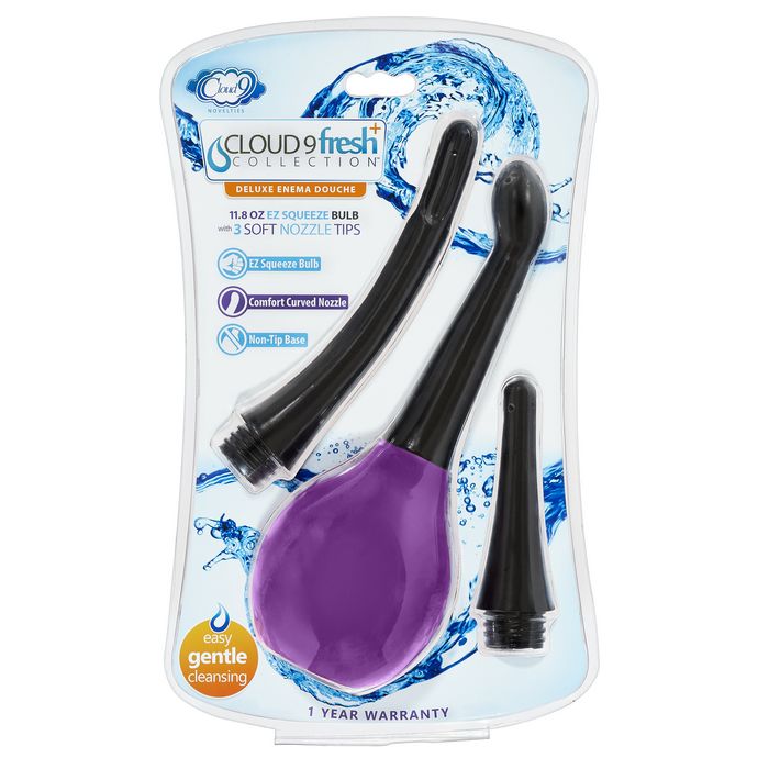 Cloud 9 Fresh + Deluxe Anal Soft Tip Enema Douche 11.8 Oz W- 3 Soft Nozzle Tips - iVenuss