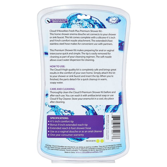 Cloud 9 Fresh + Deluxe Anal Enema Premium Shower Kit W- 2 Tips & 6 Ft Stainless Steel - iVenuss