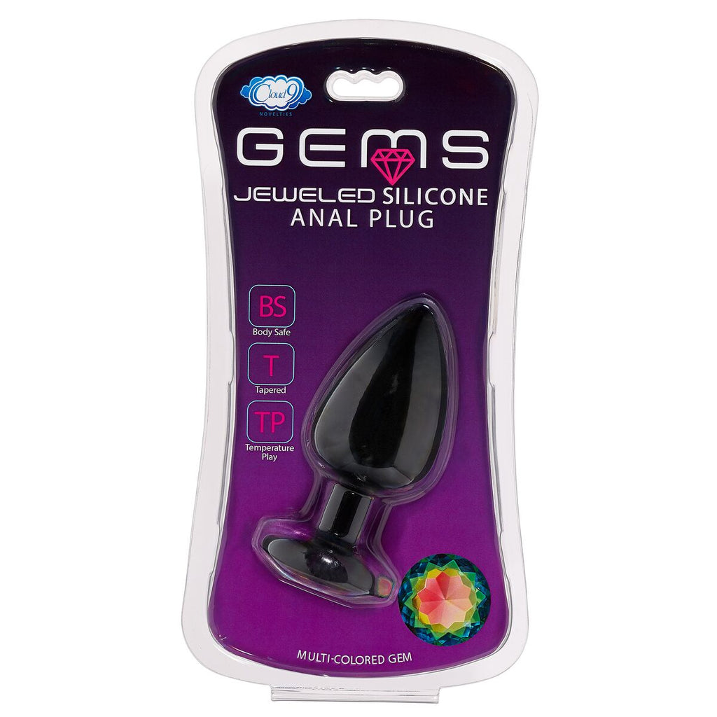 Cloud 9 Gems Black Silicone Anal Plug Large - iVenuss