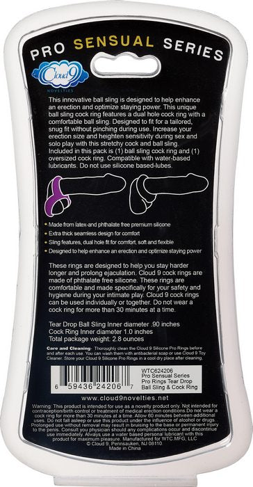 Pro Sensual Silicone Tear Drop Ring & Donut Sling 2 Pack - iVenuss