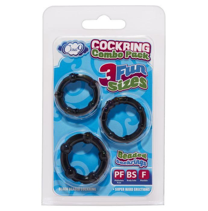 Cloud 9 Cockring Combo Beaded Black - iVenuss