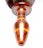 Frisky Orange Glass Butt Plug W-fox Tail - iVenuss