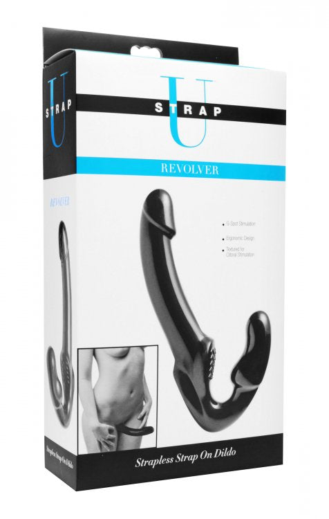 Strap U Revolver Strapless Strap On Dildo Black - iVenuss
