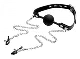 Strict Silicone Ball Gag W-nipple Clamps - iVenuss