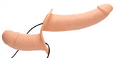 Strap U Power Pegger Silicone Vibrating Double Pleasure Dildo With Harness Flesh - iVenuss