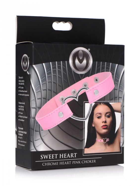 Master Series Dark Heart Chrome Heart Pink Choker - iVenuss