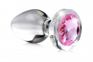 Booty Sparks Pink Gem Glass Anal Plug Medium (out April)