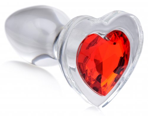 Booty Sparks Red Heart Glass Anal Plug Small (out Mid Feb)