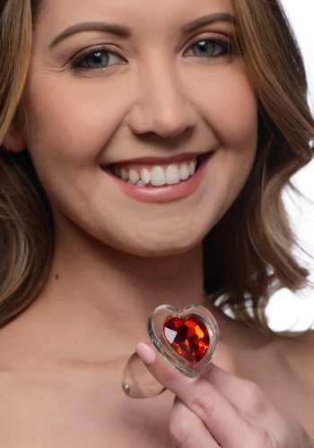 Booty Sparks Red Heart Glass Anal Plug Small (out Mid Feb)