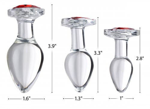 Booty Sparks Red Heart Glass Anal Plug Set (out April)