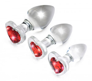 Booty Sparks Red Heart Glass Anal Plug Set (out April)