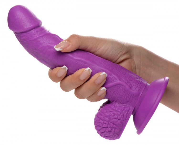 Pop 7.5in Dildo W- Balls Purple