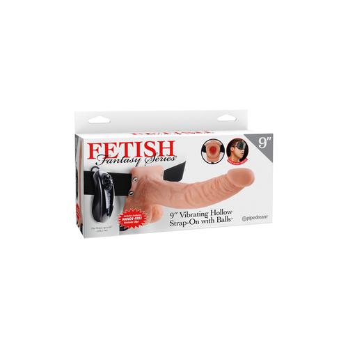 Fetish Fantasy 9 Vibrating Hollow Strap On W-balls Flesh "