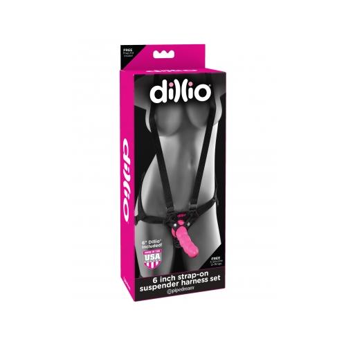 Dillio 6 Strap On Suspender Harness Set Pink "