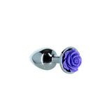 Lux Active Purple Rose 3.5in Metal Butt Plug Small