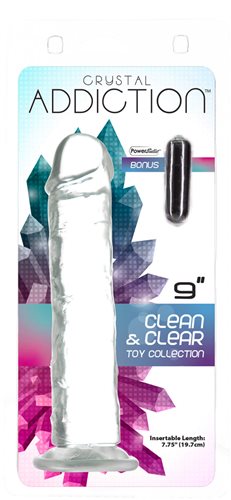 Addiction Crystal 9 Vertical Dong Clear Tpe W- Bullet "