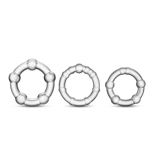 Stay Hard Beaded Cockrings 3pc Clear - iVenuss