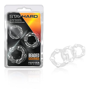 Stay Hard Beaded Cockrings 3pc Clear - iVenuss