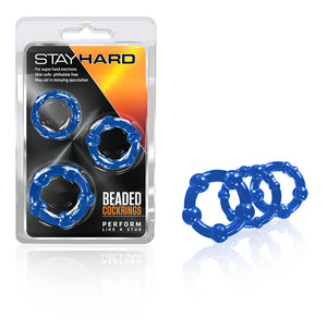 Stay Hard Beaded Cockrings 3pc Set Blue - iVenuss